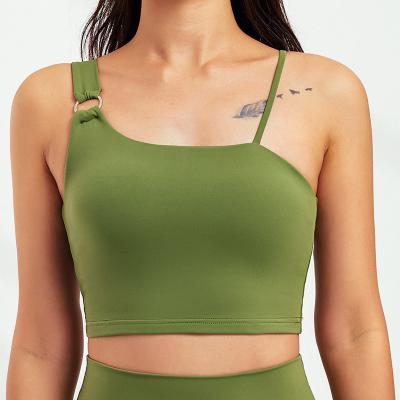 China Breathable Recyclable Eco-Friendly Woman Support Green Fabric Yoga Sports Gym Wear Sports Bra for sale