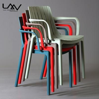 China Assembled Colorful Cheap Stackable Outdoor Restaurant Armchairs PP Garden Chairs Modern Plastic Dining Furniture for sale