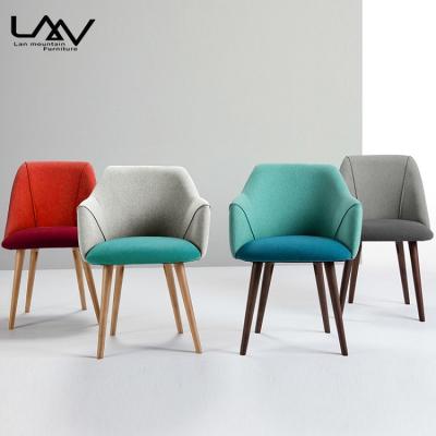 China Cooling Nordic Dining Chair Leg Fabric Armchair Furniture Solid Wood Ues For Restaurant Cafe Hotel Chaise Room One Manger for sale