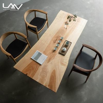 China Assembled Rustic Wood Restaurant Dining Table Top Fashion Natural Shape Large Industrial Living Edge Tops for sale