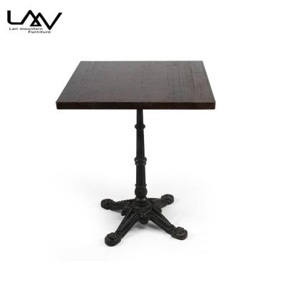 China Assembled French Style Design Retro Baking Varnish Wrought Iron Wood Dining Table Use For Restaurant Cafe Outdoor Furniture for sale