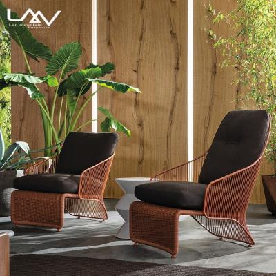 China New Modern Design Assembled Aluminum Braided Rope Garden Sofa Chair Leisure Patio Hotel Sofa With Coffee Table Furniture Set for sale