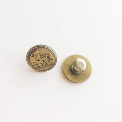 China Custom Logo 3D Antique Bronze Plated Metal Pin With Rivet for sale