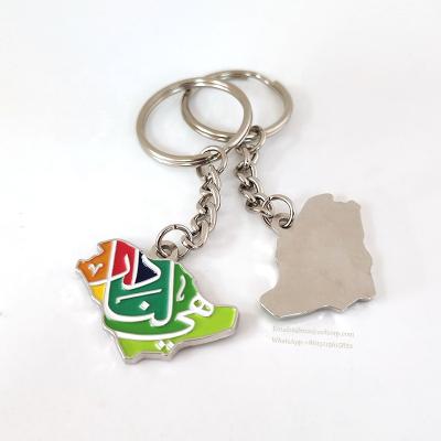 China Global on stocks! ! ! Custom Saudi Arabia National Day Logo Saudi Arabia Map Shape Soft Enamel Promotional Keychains for sale