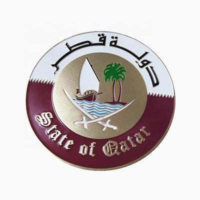 China Middle East Wholesale Qatar National Day Custom Car Badge Zinc Alloy Metal Car Emblems for sale