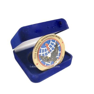 China World Souvenir Coins Zinc Alloy Metal Enamel Challenge Coins With Velvet Box for sale