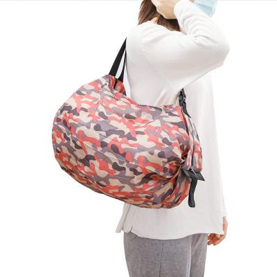 China New Fashion Style Folding Leopard Striped Travel Handbag Storage Shopping Bag for sale