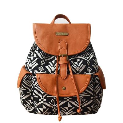 China New Anti-theft Style Canvas Backpack Ethnic Aztec Printed Casual Backpack Beach Female Bag Retro for sale