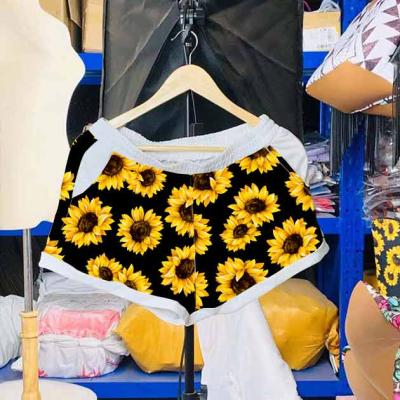 China Breathable Hot Sale Sunflower Pockets Summer Arrival Women Casual Custom Printing Shorts for sale