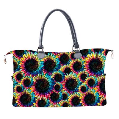 China Wholesale Fashion Dream.G Custom Sunflower Printed Tote Bag Woman Canvas Weekender Bag Gym Travel Duffel Bag for sale