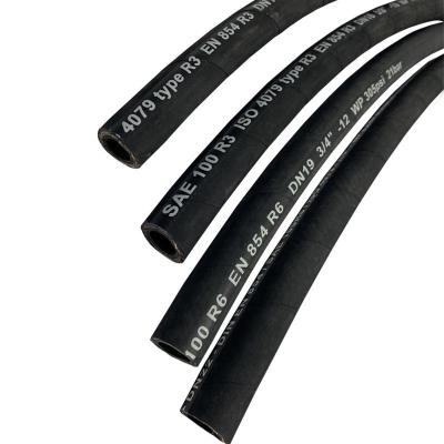 China China manufacture black fiber yarn braided SAE 100 r3 r6 rubber hydraulic hose for oil resistant 3/16