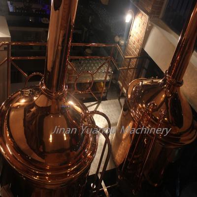 China Micro brew beer brewhouse 1000l beer fermentation red copper equipment in hotel restaurant brewpub craft beer brewing system for sale