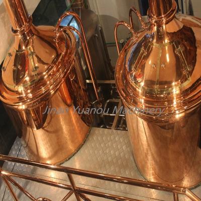 China Brewing beer 200L red copper jacket brew kettle beer fermentation equipment in hotel restaurant brewpub craft beer brewing system for sale