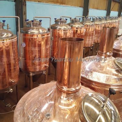 China Red copper beer brewing 100l beer fermentation equipment in hotel restaurant brewpub craft beer brewing system for sale