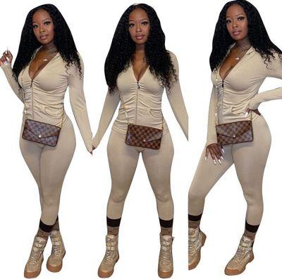 China Sweetwoo QUICK DRY fall fashion set nude two piece loungewear jogger plus size women clothing two piece set for sale