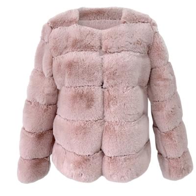 China 2021 Sustainable Winter Faux Fur Cropped Stripper Bubble Coat Plus Size Fur Coats For Women for sale