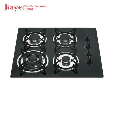 China Hotel Black Tempered Glass Panel 4 Burner Built In Gas Hob With CE Certificate Gas Cooker for sale