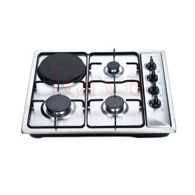 China Hotel 60cm Built-in Gas + Electric Hob Stainless Steel Panel Hot Dish Hob for sale