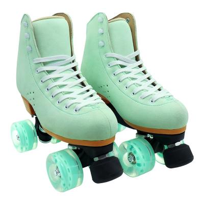 China Track/shop/staff using outdoor high quality green classic style quad roller skate ice skate adjustable shoes for sale