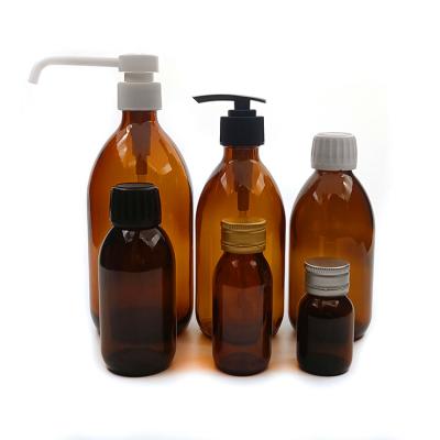 China Multi-specification Medicinal Pill Bottle Syrup Bottle Glass Amber Glass Canning for sale