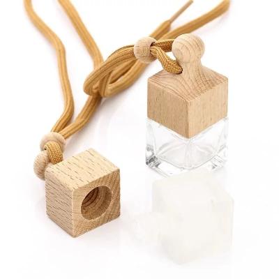 China High Quality Car Air Freshener 2021 New Car Mounted Wooden Lid Glass Perfume Bottle Custom Made for sale