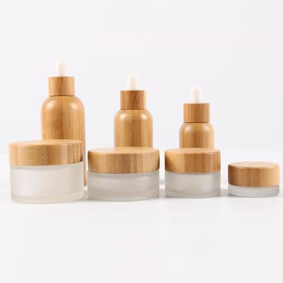 China Refillable Jar Empty Jar Personal Care Makeup Sample Bottles Cosmetic Travel Face Cream Lotion Container With Bamboo Lid for sale