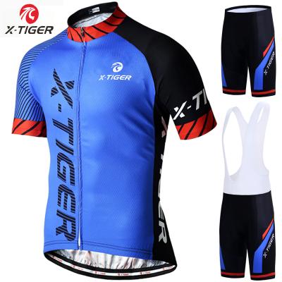 China X-Tiger Recyclable Mens Bicycle T-Shirt Suit, Long Sleeve Jacket, 5D Gel Bib Filled Pants, Mountain Cycling Wear for sale