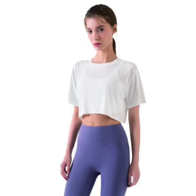 China Other Training&Jogging Wear Sports Tops Loose Blouses T-Shirts U-Neck Jogger Yoga Women's Sports Fitness Training Wear for sale