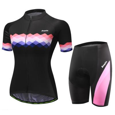 China Women's Summer Cycling Wear QUICK DRY Breathable Belt Cycling Shirt Set Tank Top Cycling Suit for sale