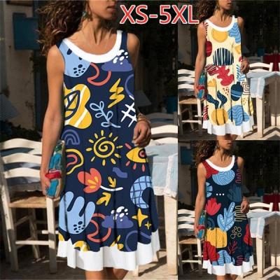 China Other Women Dresses Beach Knee-Length Casual Party Two Piece Sleeveless Collar Ruffle 2021 Summer Plus Size Dress for sale