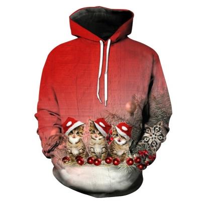 China Other Men's Clothing Sport Wear Christmas Cat 3D Printed Unisex Sweatshirt Custom Men Brand Hoodies Sweatshirts for sale