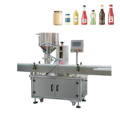 China Automatic Single Nozzle Lobe Pump Mixing And Heating Jar Cream Cheese Filler Machine With Hopper for sale