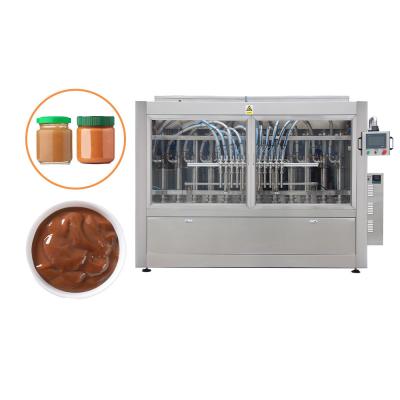 China Linear Full Automatic Piston Pump Chocolate Spread Jar Filling Machine for sale