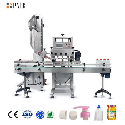 China PLC Control Glass Bottle / Jar Capping Sealing Machine For Cosmetics Linear High Speed for sale