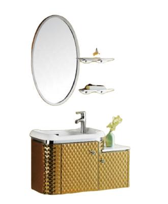 China Modern Saudi Hot Sale Stainless Steel Bathroom Cabinet Vanity Gold Storge for sale