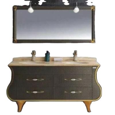 China Hangzhou 48 Inch Stainless Steel Bathroom Vanity Cabinet Steel Double Sink Traditional Luxury for sale