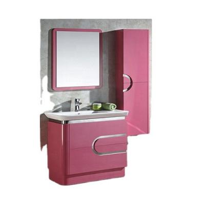 China Hangzhou High Quality Modern Pink Plywood Bathroom Vanity Set With Side Cabinet for sale