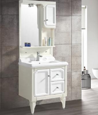 China Modern Korean Bathroom Furniture PVC Bathroom Design Vanty Mirror Cabinet With Light Bathroom Vanity Sets With Two Legs for sale