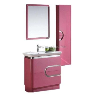 China Water Resistant PVC White Black Rose Fashion High Glossy Bathroom Vanity Cabinet for sale