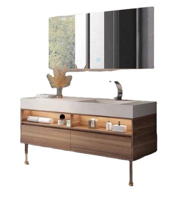 China Modern Luxury Waterproof Mirror Basin Factory Bathroom Vanity Storage Cabinet Wall Mounted Set for sale