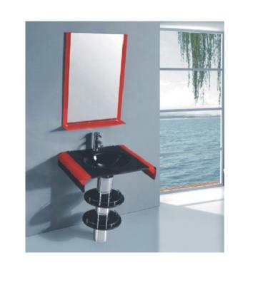 China Modern Classic Style Bathroom Competitive Price Glass Wash Hand Basin With Mirror for sale