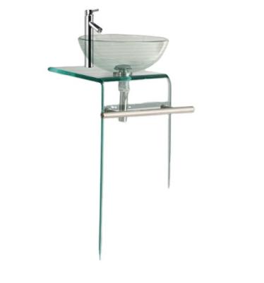 China Xiaoshan Pedestal Manufacture Competitive Price Simple Design And Hand Wash Small Glass Basin Vanity for sale