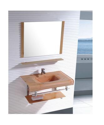 China Shampoo Sinks Hangzhou Khaki Modern Wall Mounted Bathroom Style Glass Basin With Mirror for sale