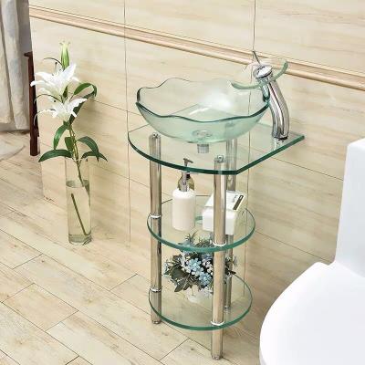 China Pedestal Flower Style Basin Hangzhou Hot Sale Floor Stand Glass Basin for sale