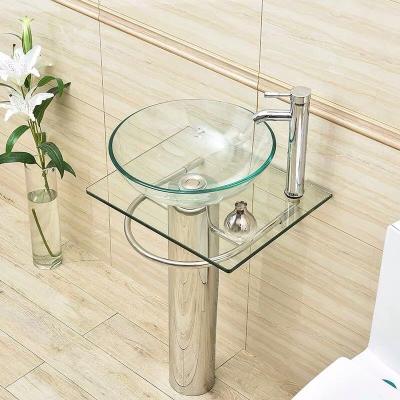 China Pedestal Floor Stand Round Basin Popular Hangzhou Glass Basin for sale