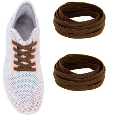 China Flat Easy Wear Flat Elastic Shoe Laces 7mm Polyester Quick No Re-tie Elastic Shoe Laces for sale