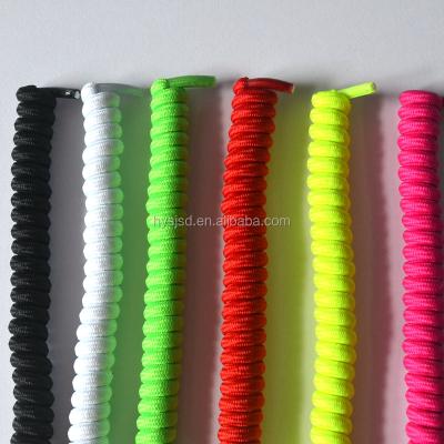 China Round neon color elastic spiral spring lace/curly shoelace/no tie lace for sale