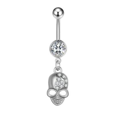 China Gothic Revival Belly Button Rings 15G Navel Ring Skeleton Drop Dangle Body Belly Piercing Jewelry For Women Beach Belly Navel Umbilical N Rings for sale