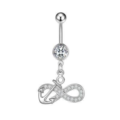 China Trendy 14G Fashion Belly Piercing Women Belly Rings Inlaid Navel Ring Navel Belly Piercing Jewelry 316L Stainless Steel Navel Button for sale