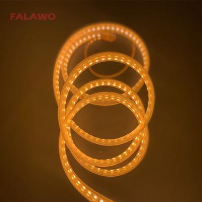 China 12w/m Anti-UV waterproof rope ip68 144led 3528 smd 24v low voltage led strip 5 meter / roll for construction outline for sale